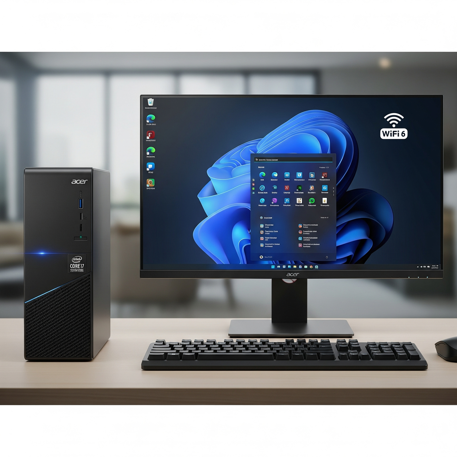 Acer Aspire XC-1760 Desktop: Ryzen 7 5700G, 16GB RAM, 512GB SSD, 21.5″ FHD Display, Windows 11, WiFi 6